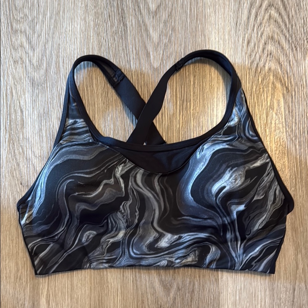 PINK Victoria's Secret Black and Gray Sports Bra Intimates